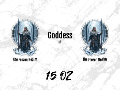 Goddess of the Frozen Realm Poster, Fantasy Ice Queen Art Print, 15 oz Wall Decor