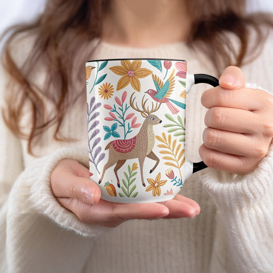 Whimsical Floral Woodland Deer and Bird Mug product type