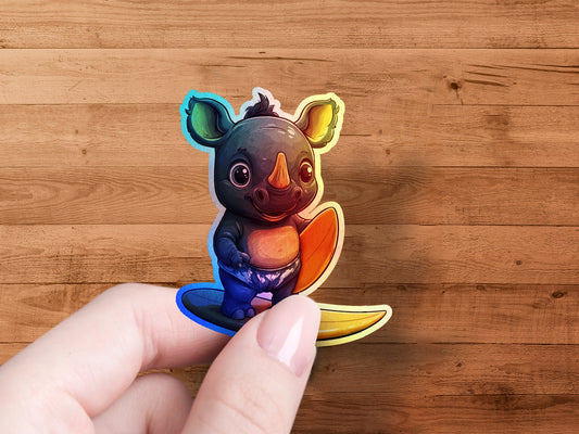 Adorable Cartoon Rhino Sticker Waterproof product