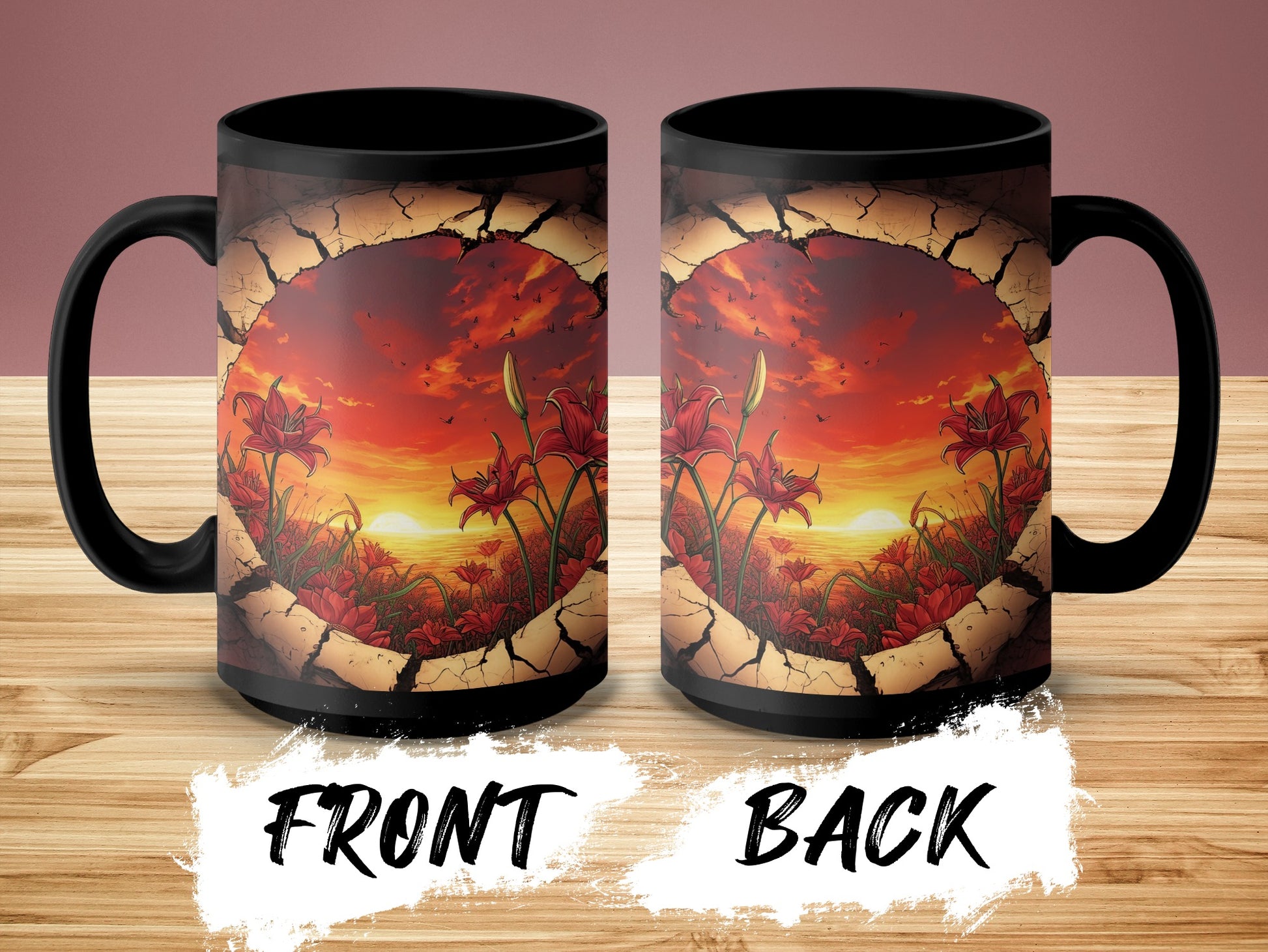 Sunrise with Red Flowers Scenic Mug product type