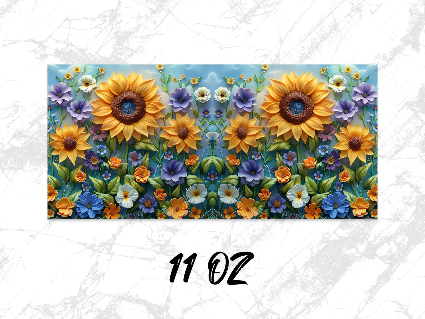 Colorful Sunflower and Spring Flowers Coffee Mug, Floral 11 oz Ceramic Cup