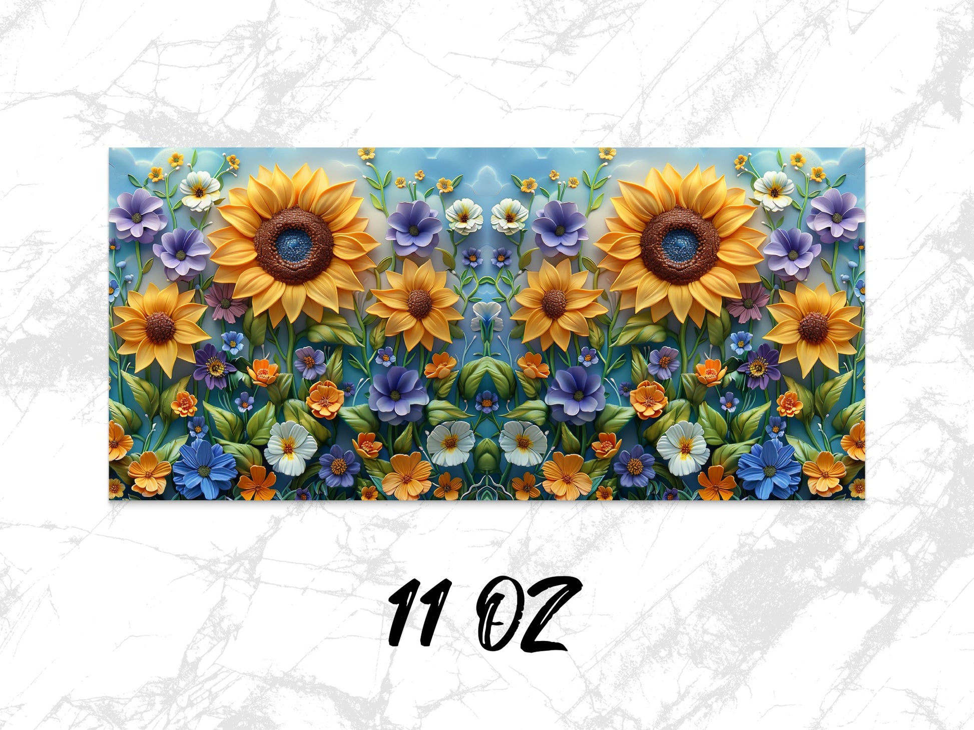 Colorful Sunflower and Spring Flowers Coffee Mug, Floral 11 oz Ceramic Cup