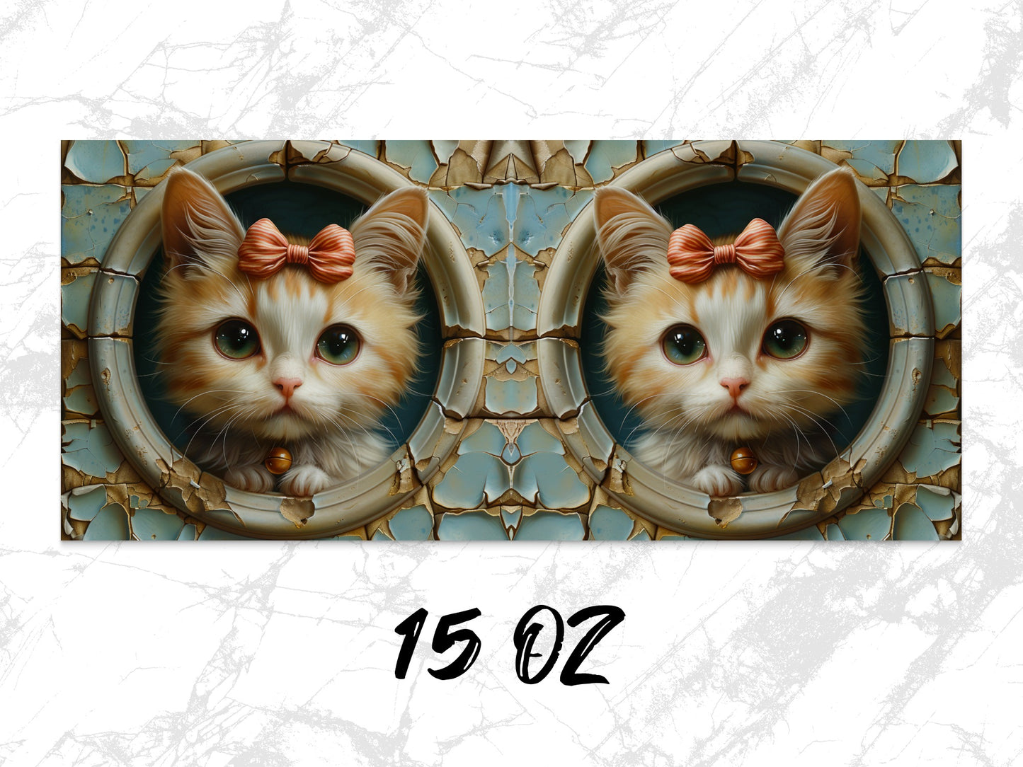 Cute Cat Print Wall Art, Vintage Frame Cat Poster, Kitten Decor, Animal Lover Gift, 15 Oz