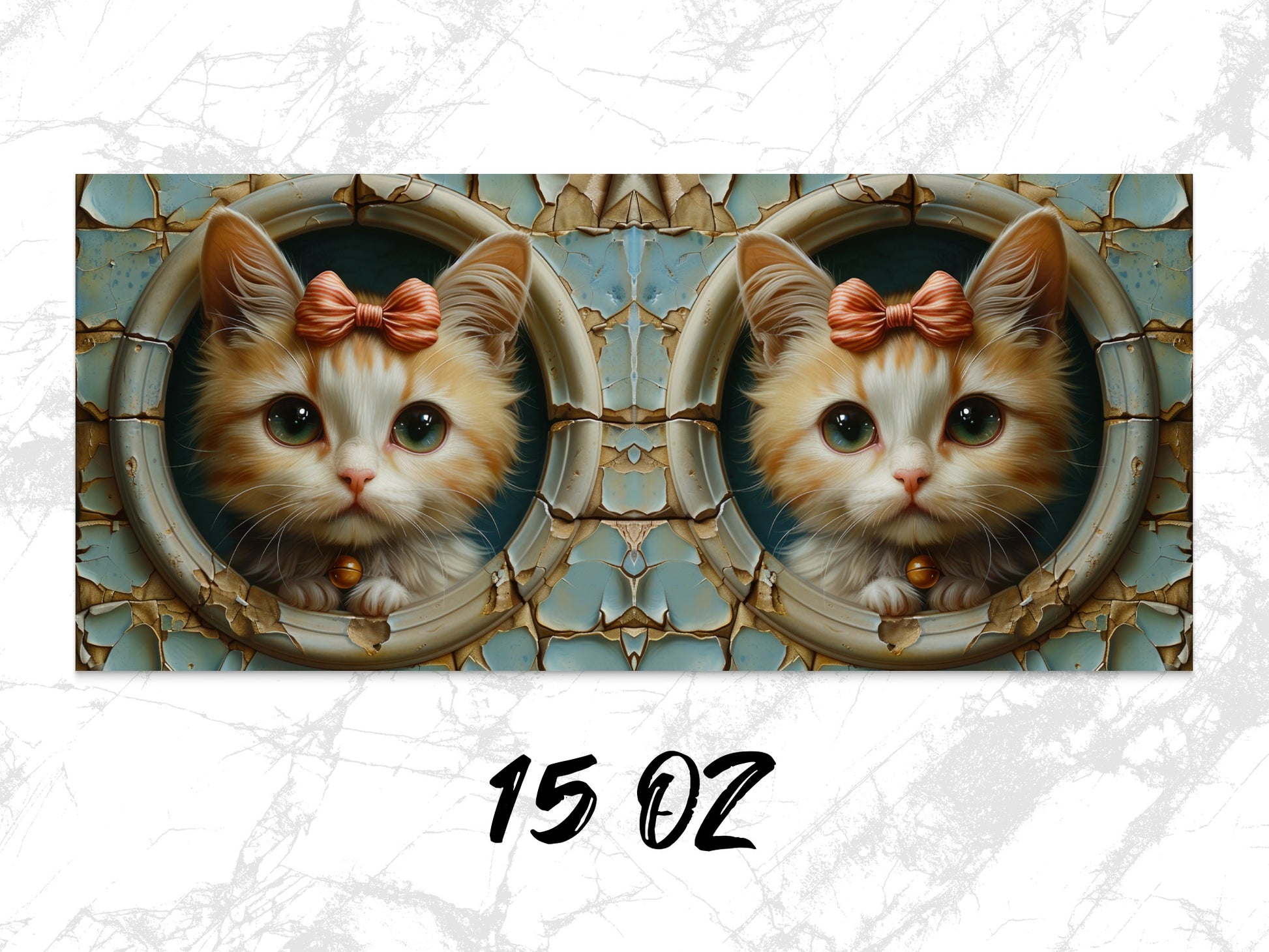 Cute Cat Print Wall Art, Vintage Frame Cat Poster, Kitten Decor, Animal Lover Gift, 15 Oz