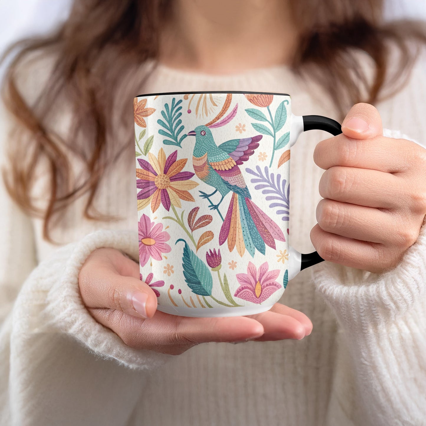 Colorful Floral Hummingbird Coffee Mug product