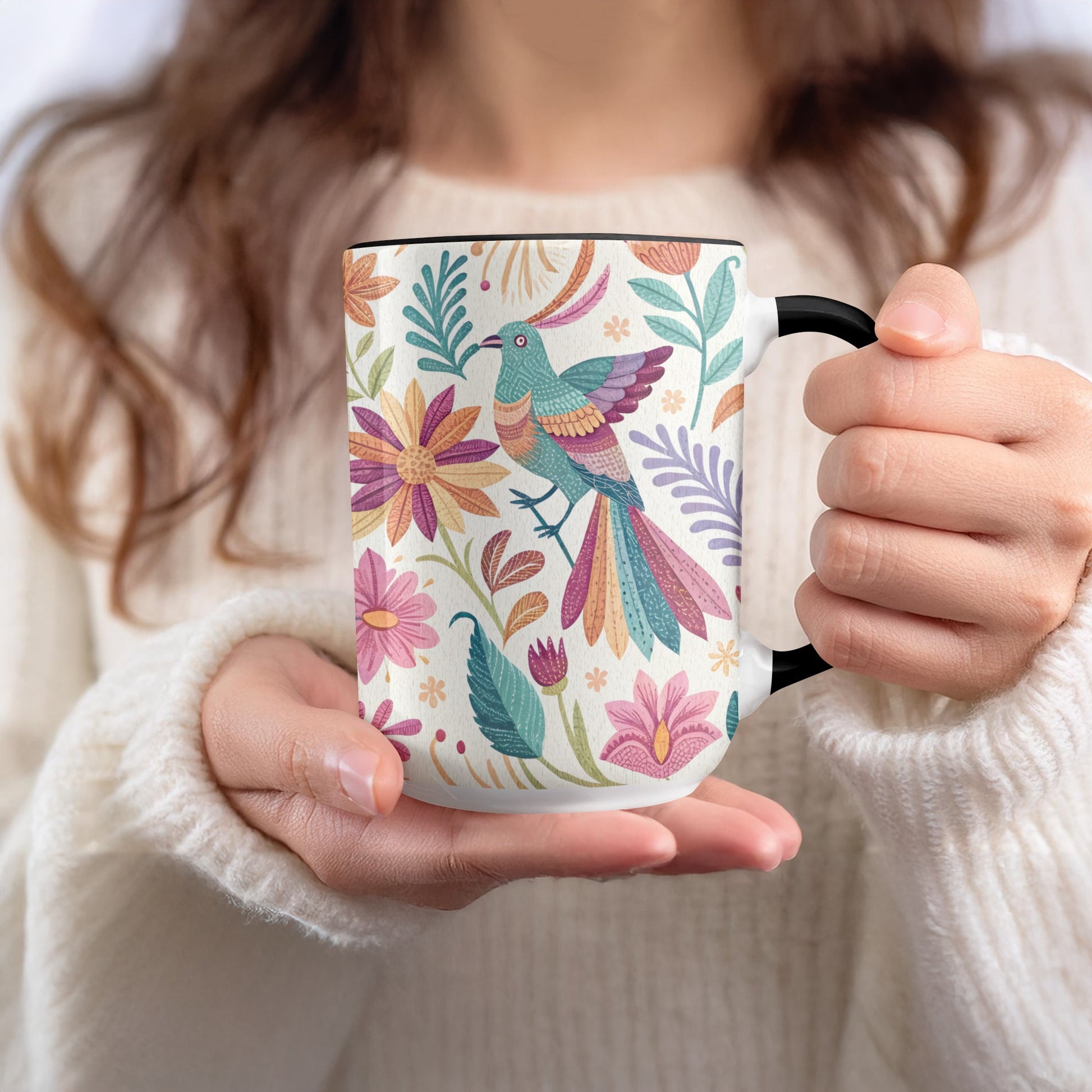 Colorful Floral Hummingbird Coffee Mug product