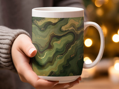 Green and Gold Swirl Design Coffee Mug product