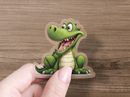 Cute Green Cartoon Dinosaur Sticker fun product
