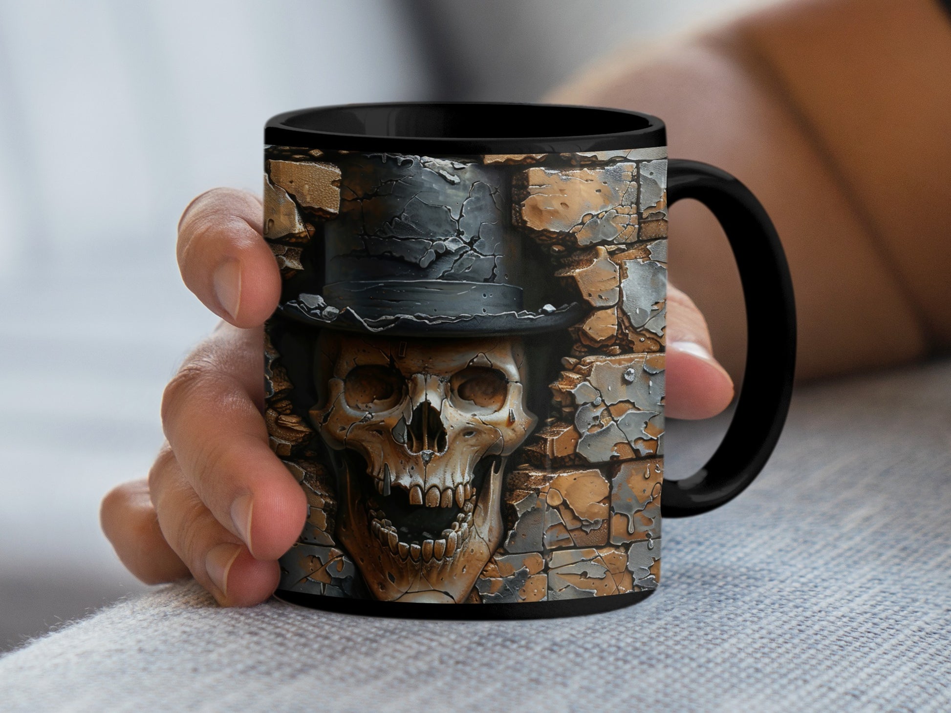 Vintage Skull in Top Hat Print on Coffee Mug product