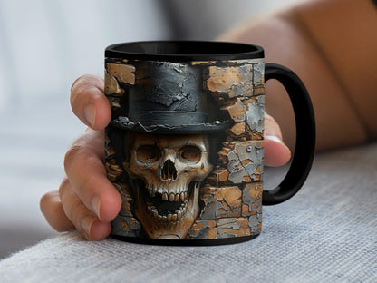 Vintage Skull in Top Hat Print on Coffee Mug product