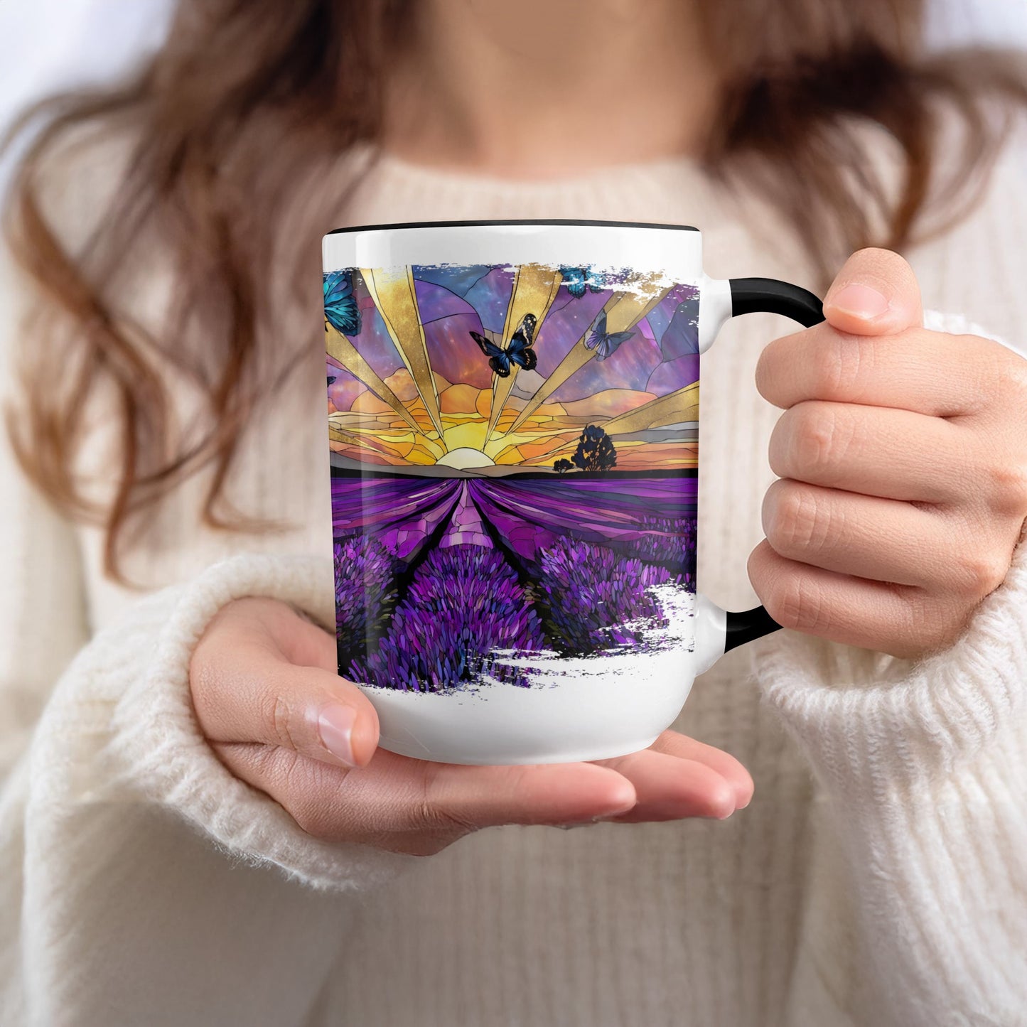 Colorful Sunset and Lavender Field Coffee Mug product