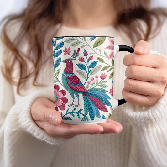 Elegant Floral Bird Design Ceramic Mug product