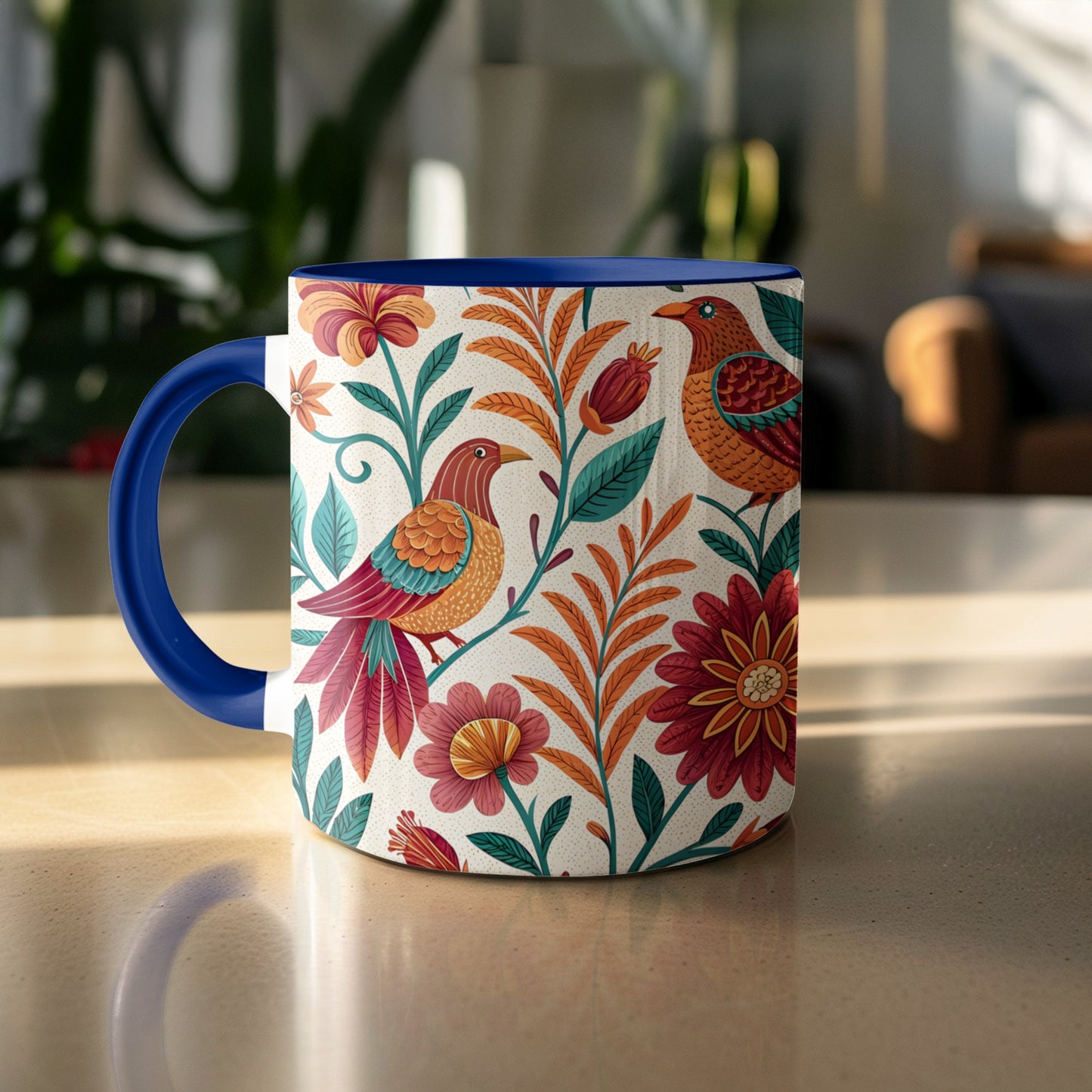 Colorful Floral Bird Design Coffee Mug product