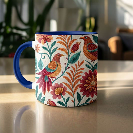 Colorful Floral Bird Design Coffee Mug product