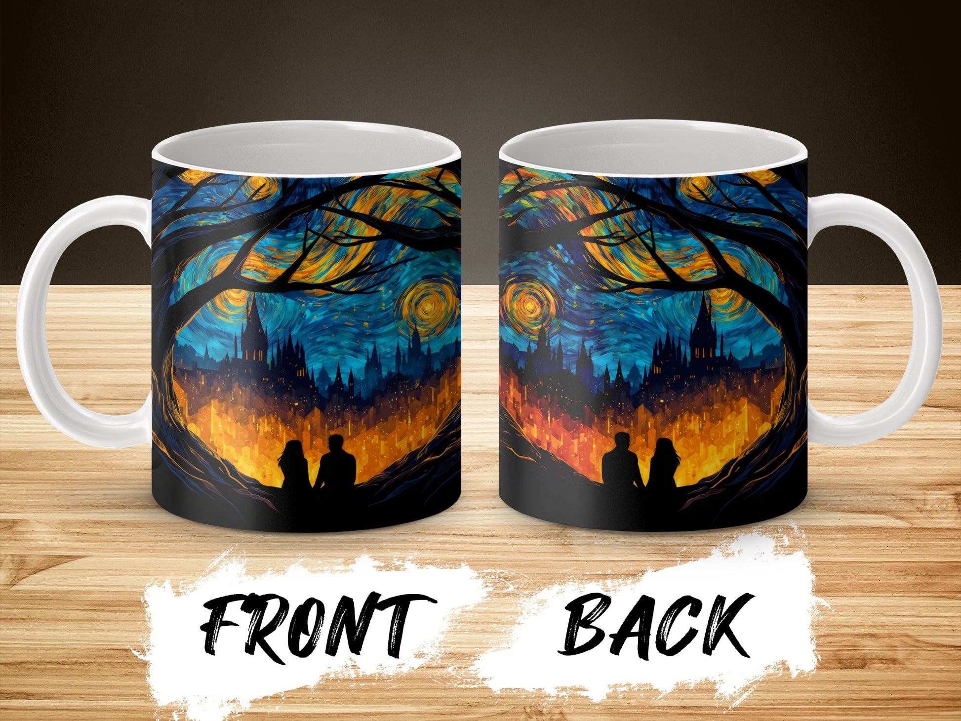 Starry Night Inspired Coffee Mug, Van Gogh Artistic Print, Unique Gift Idea, Dual-Sided Design, Art Lover Mug