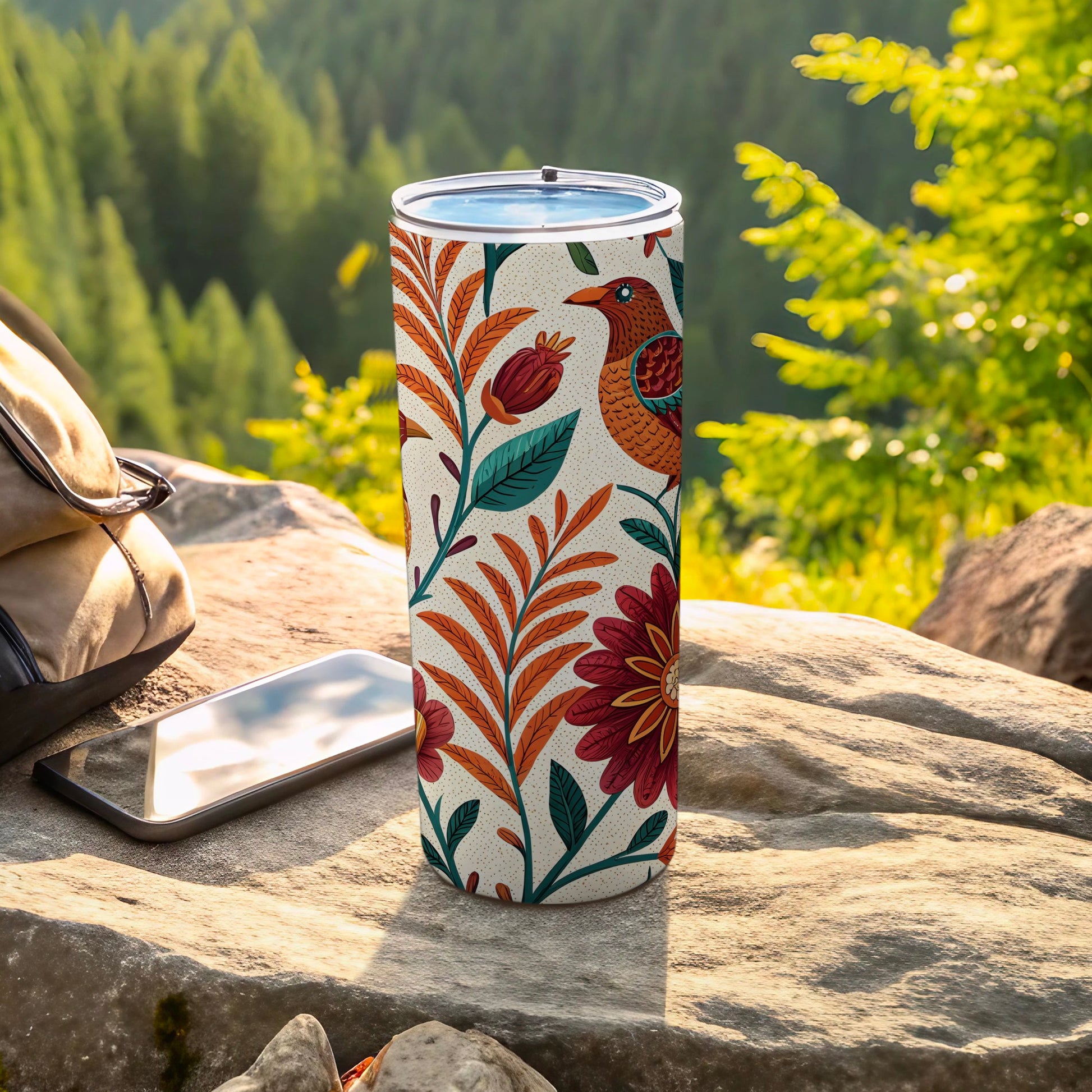 Floral and Bird Patterned Insulated Tumbler product