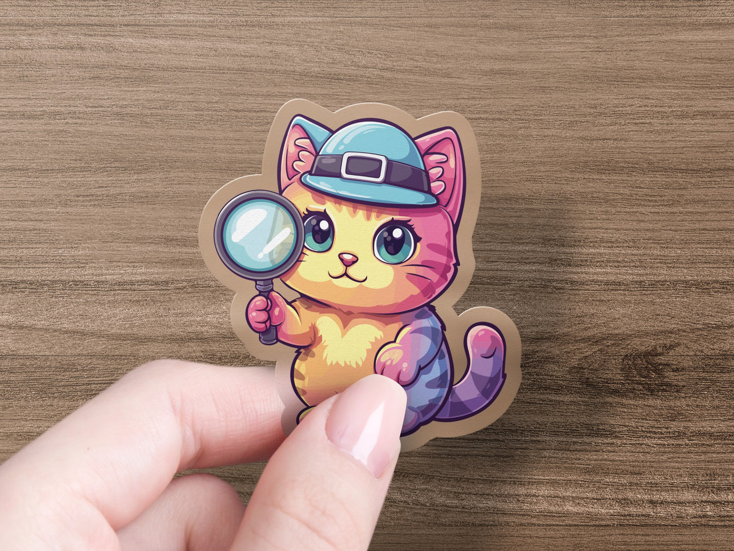 Detective Cat with Magnifying Glass Sticker product