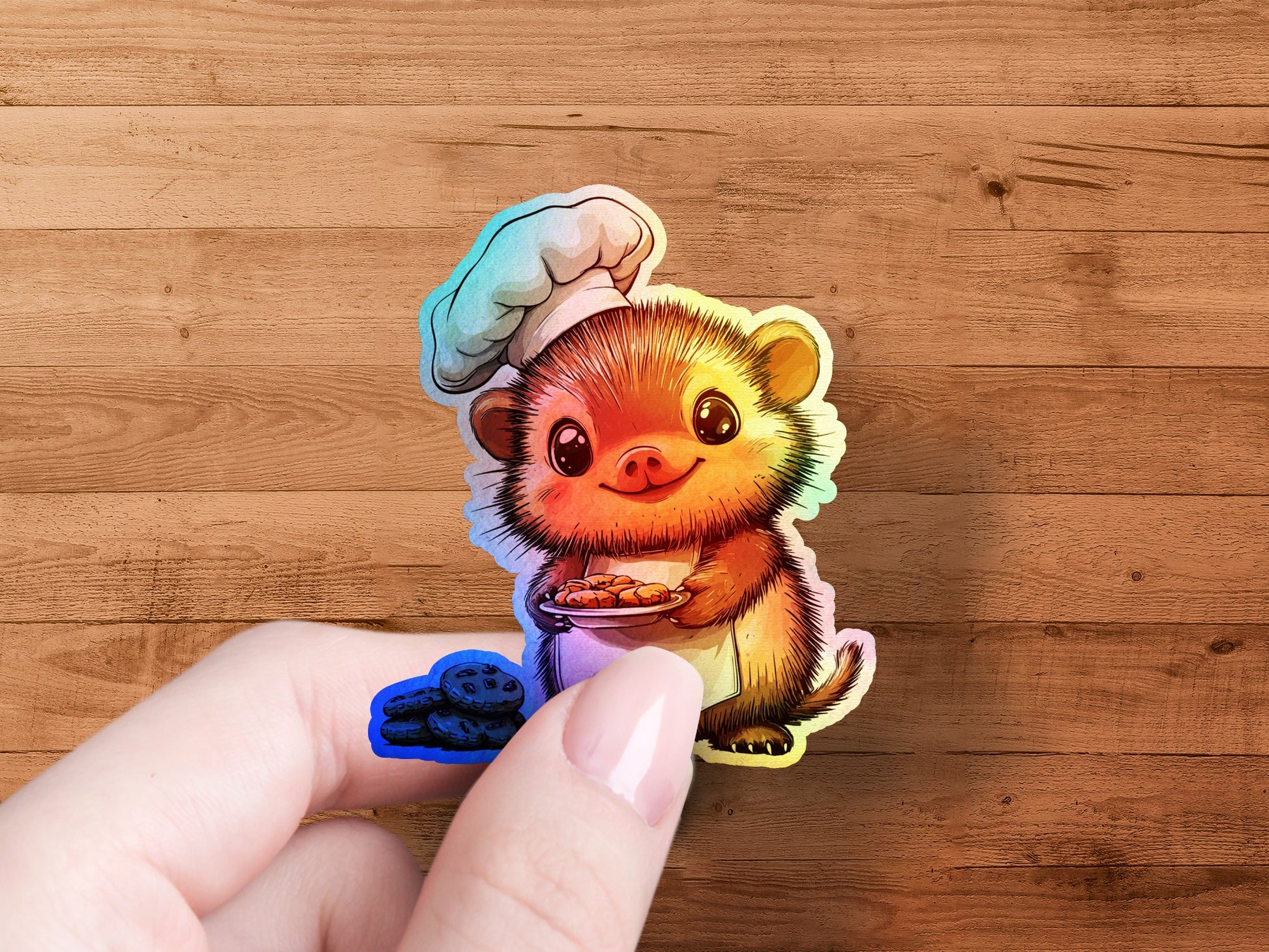 Adorable Chef Hedgehog Cute Bakery Theme Sticker product