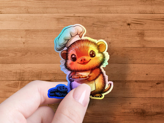 Adorable Chef Hedgehog Cute Bakery Theme Sticker product