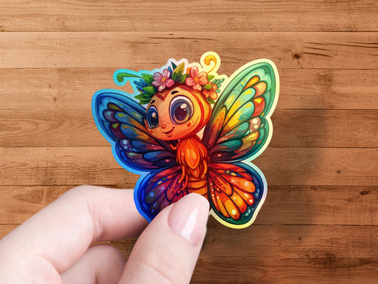 Cute Whimsical Colorful Butterfly Art Sticker product