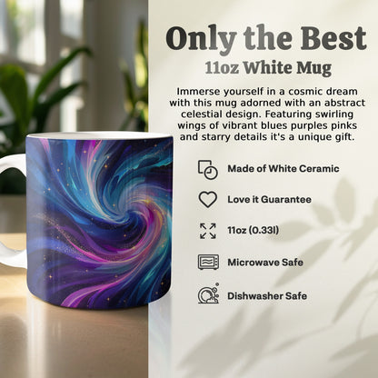 Cosmic Abstract Celestial Design 11oz White Mug product type
