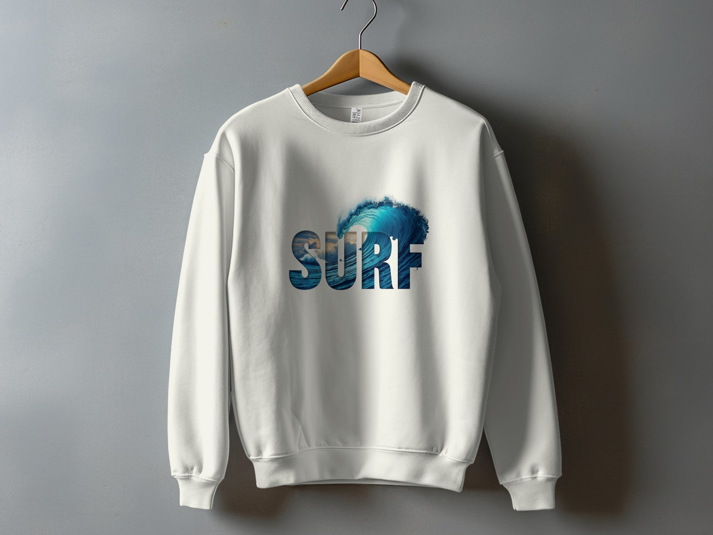 Ocean Wave Surf Print White Sweatshirt product type