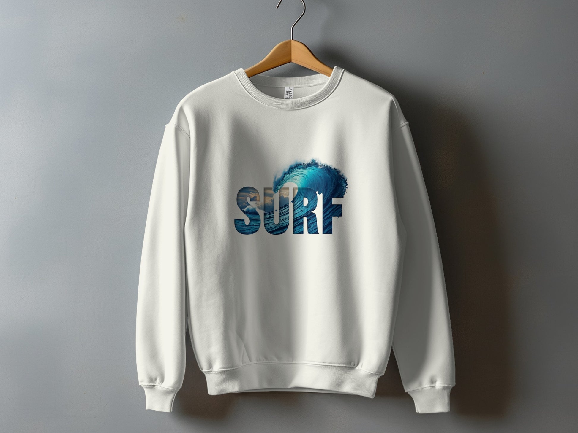Ocean Wave Surf Print White Sweatshirt product type