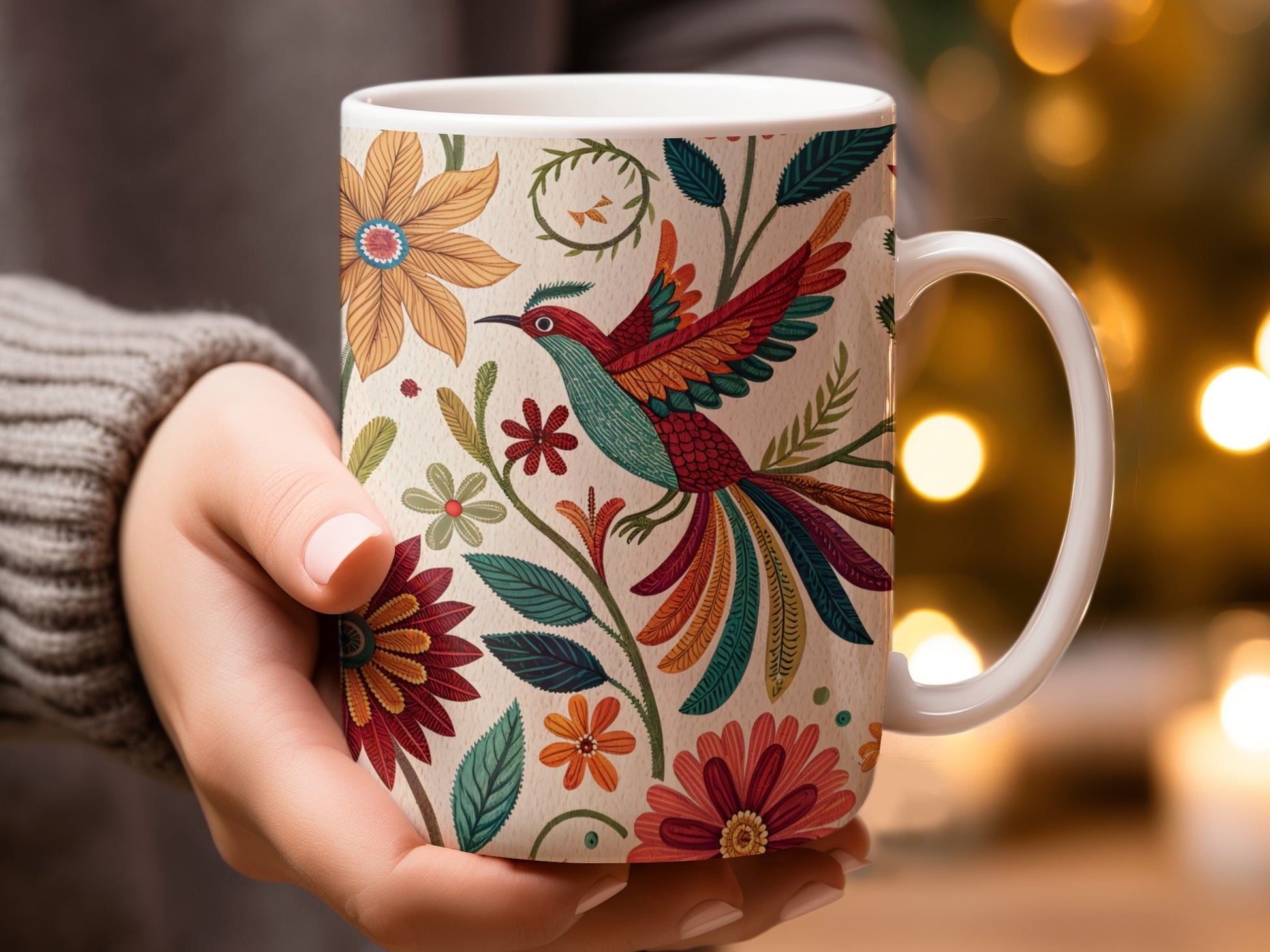 Colorful Hummingbird and Flowers on Coffee Mug product