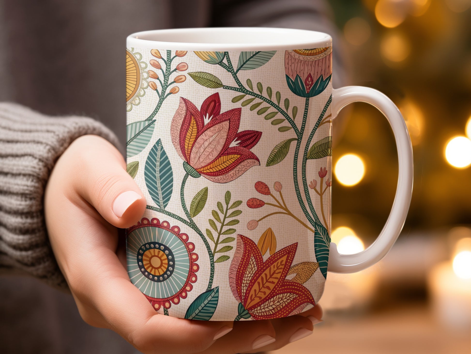 Colorful Floral Pattern Design Coffee Mug product type