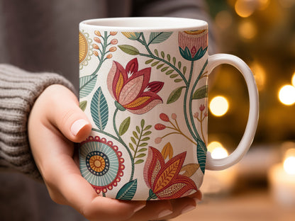 Colorful Floral Pattern Design Coffee Mug product type