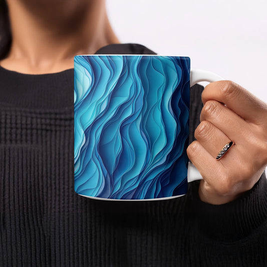 Abstract Blue Wave Pattern Artistic Mug product