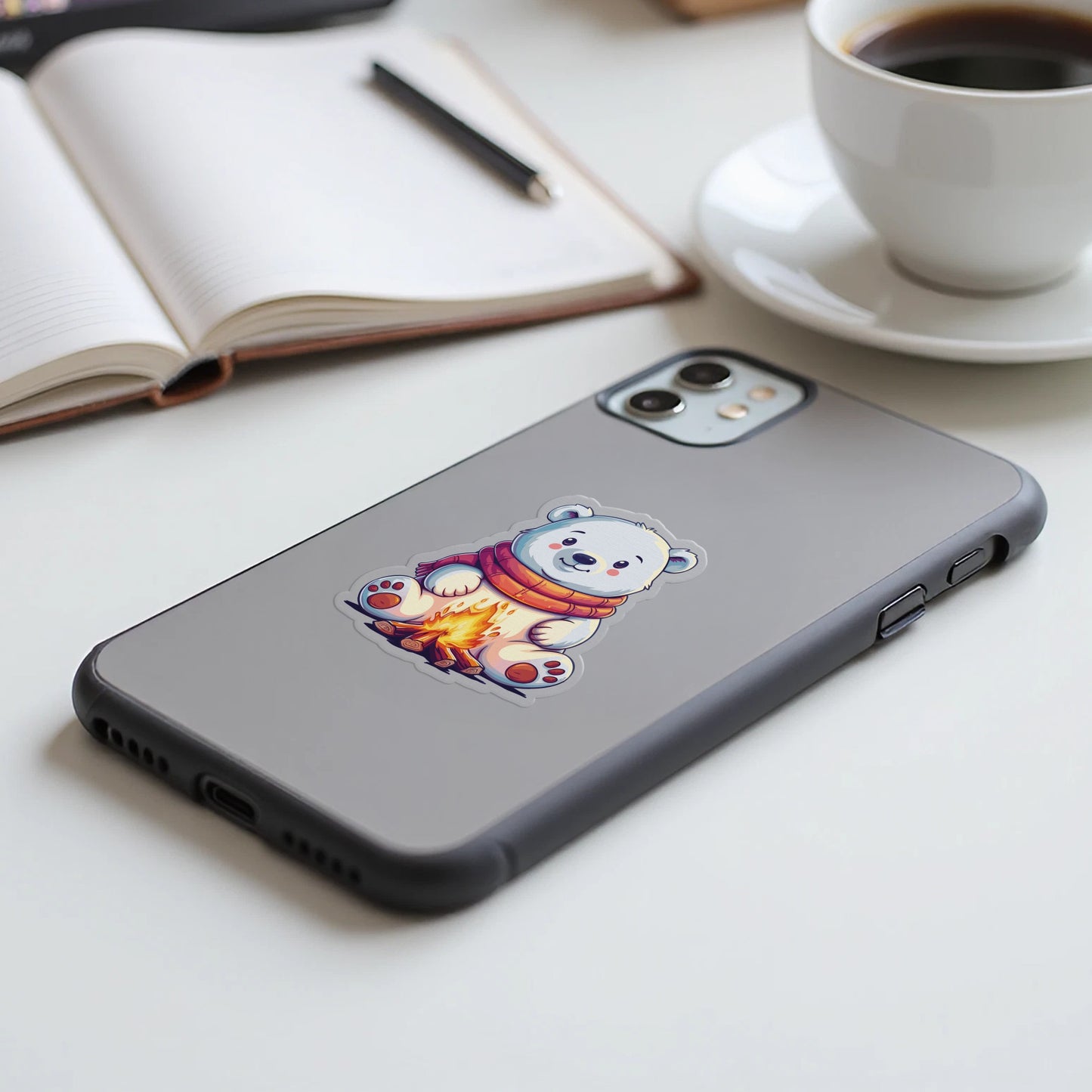 Adorable Bear with Campfire Design Phone Case product type