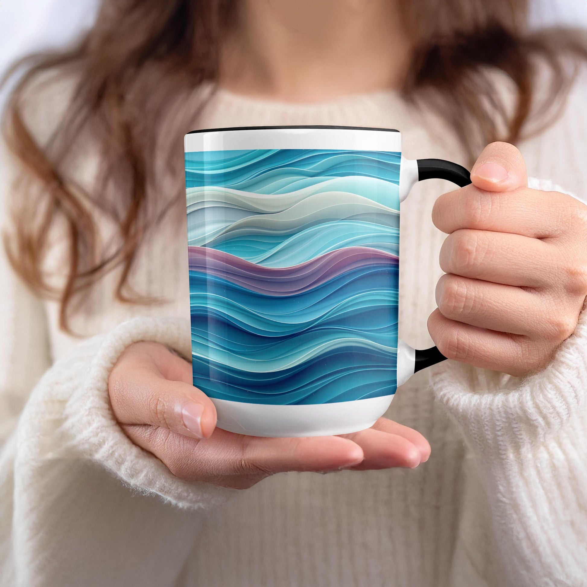 Abstract Ocean Waves Art Print Mug product