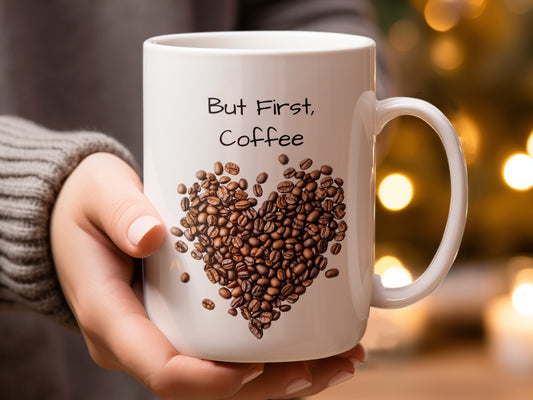 But First Coffee Heart Coffee Beans Design Mug product