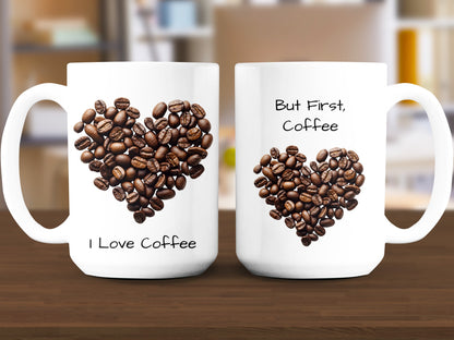Heart Shaped Coffee Beans I Love Coffee Mug product