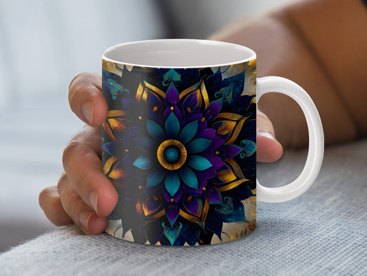 Colorful Floral Design Coffee Mug, Vibrant Flower Pattern, Unique Artistic Ceramic Cup
