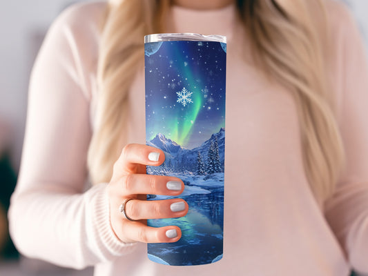 Northern Lights Snowflake Insulated Tumbler product