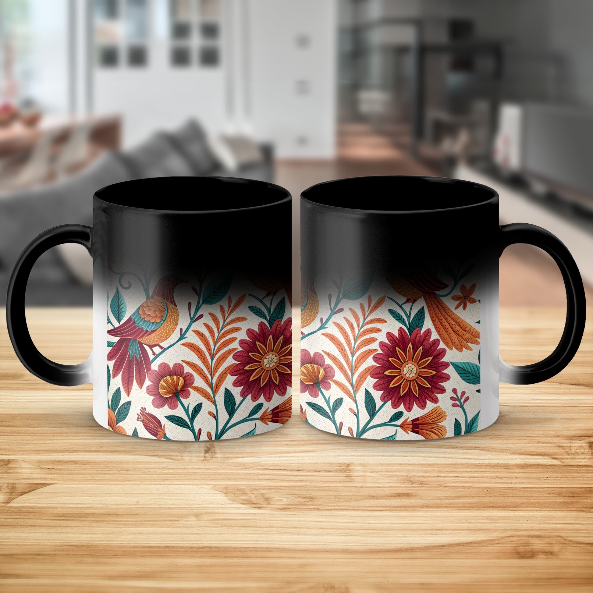 Floral Bird Pattern Heat Sensitive Mug product