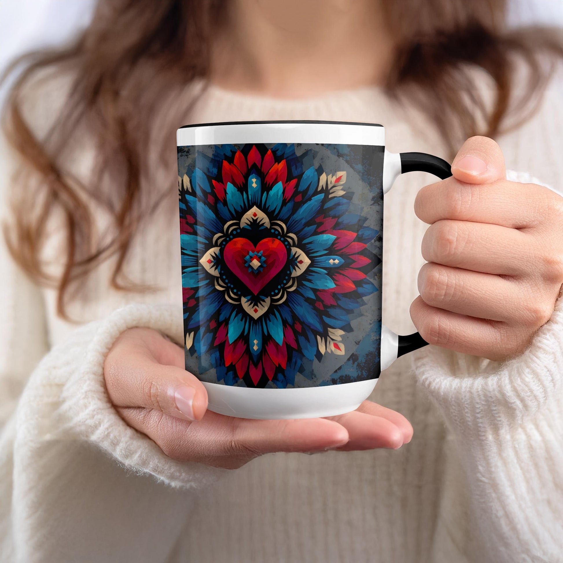 Colorful Heart Mandala Art Ceramic Mug product type