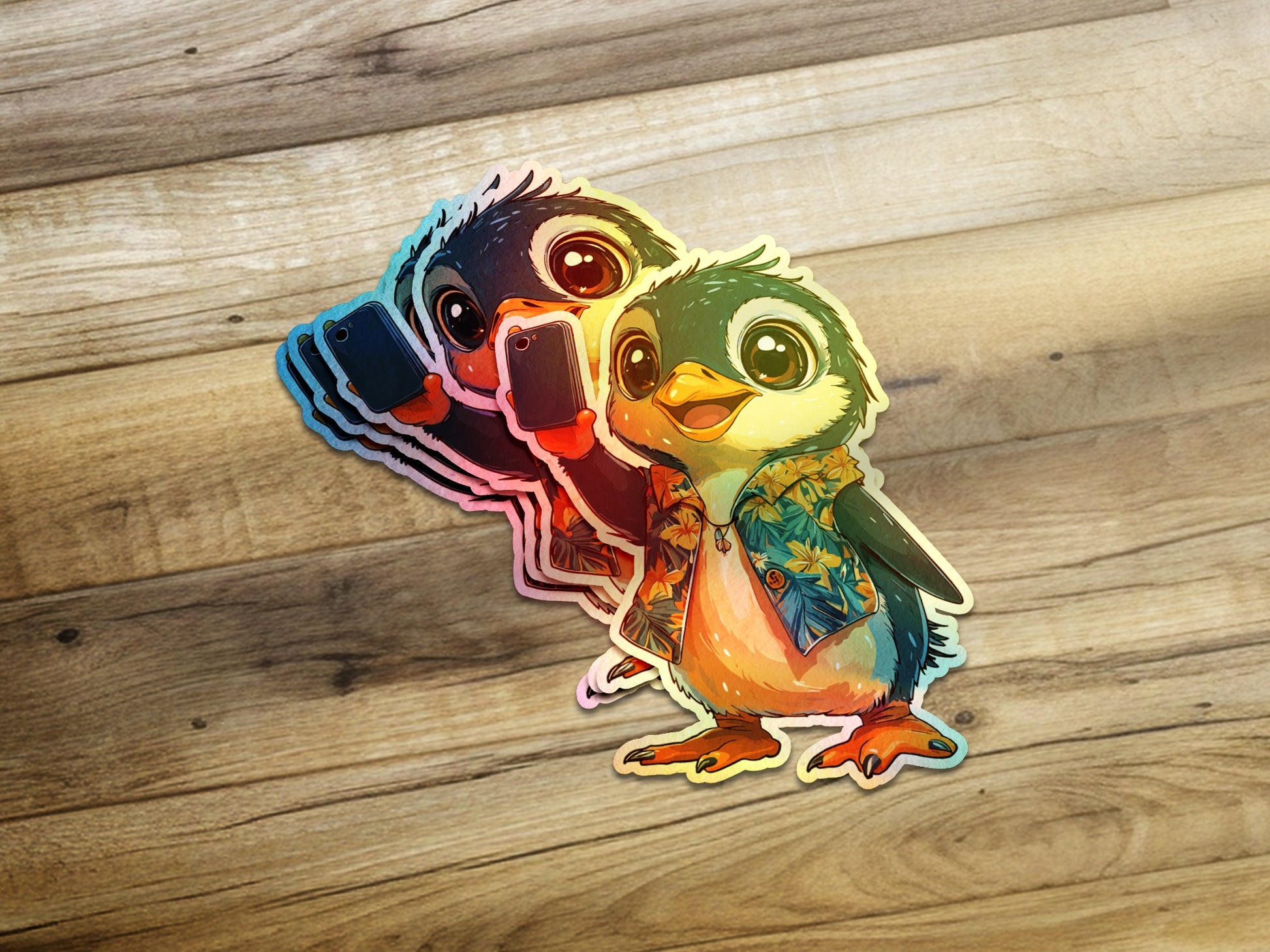 Cute Cartoon Penguin Taking Selfie Sticker product type