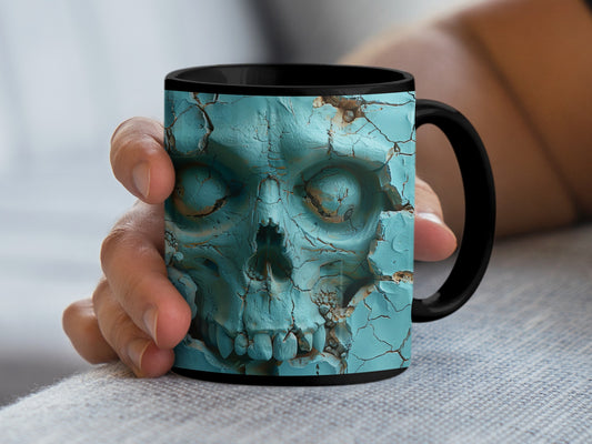 Cracked Turquoise Skull Design Coffee Mug Product