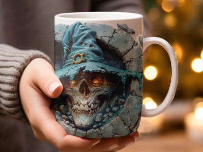 Spooky Skull with Witch Hat Design Mug product