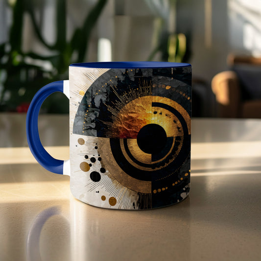Stunning Abstract Art Coffee Mug with Blue Handle product