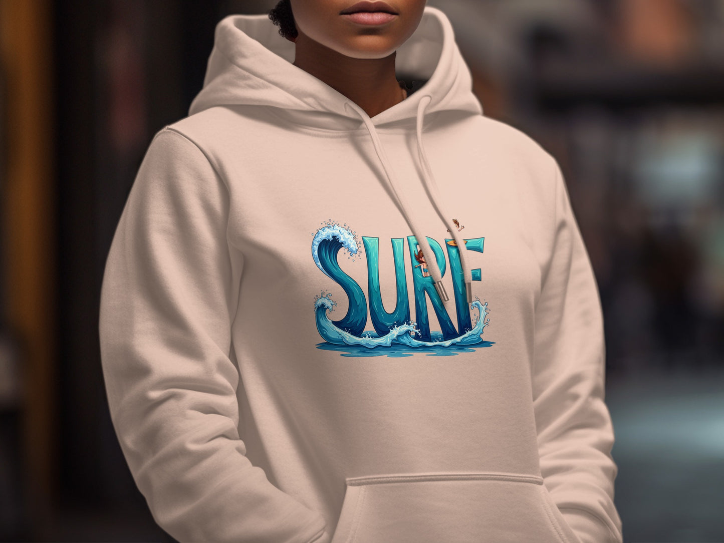 Surf Design White Hoodie Sweatshirt Style Product