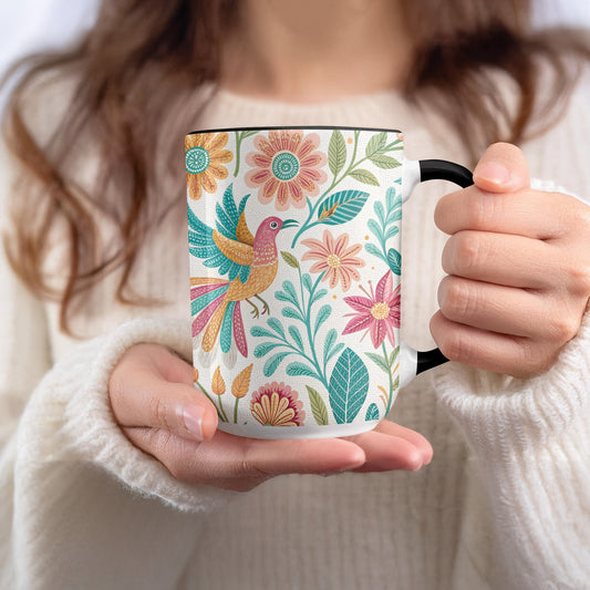 Vibrant Floral Hummingbird Design Coffee Mug product type