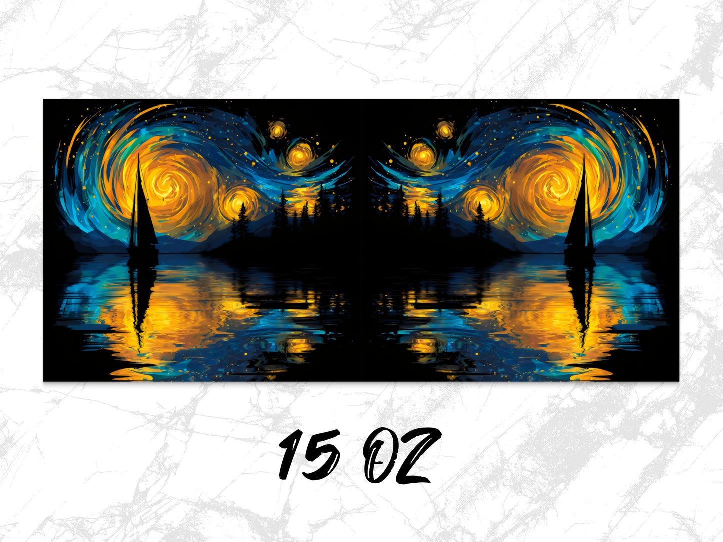 Abstract Starry Night Reflection Art Print, Vibrant Wall Decor, Modern Home Decoration, 15 Oz Canvas