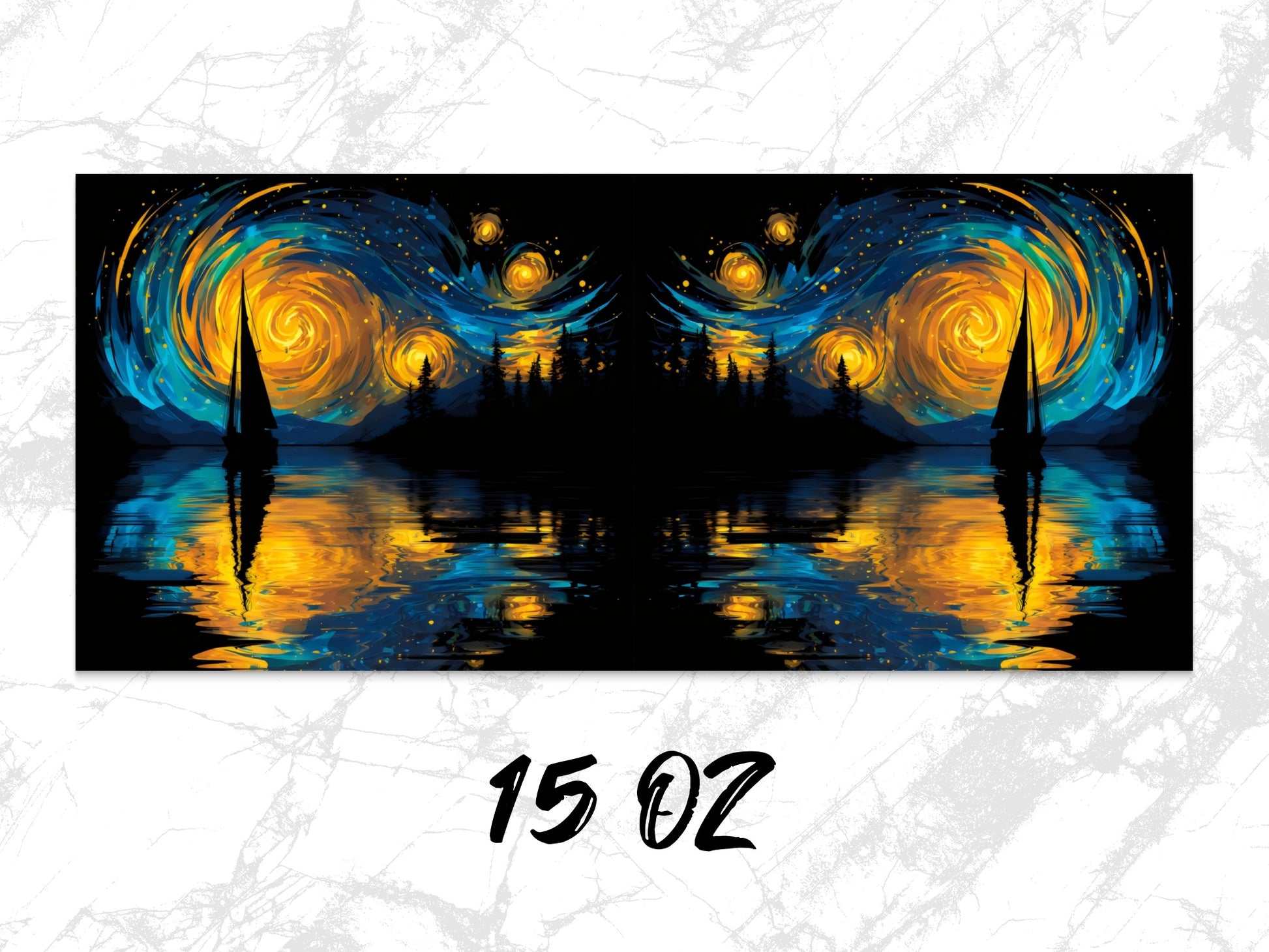 Abstract Starry Night Reflection Art Print, Vibrant Wall Decor, Modern Home Decoration, 15 Oz Canvas