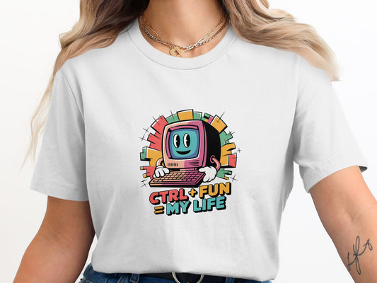 Fun Retro Computer Graphic Tee Shirt Product