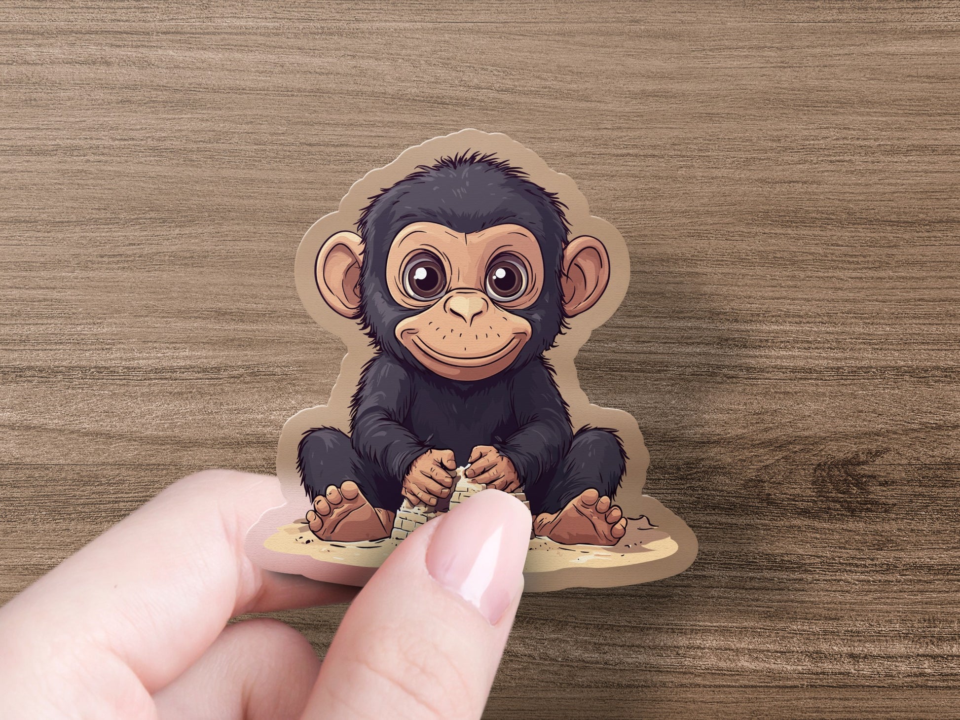 Cute Monkey Playing With Toy Sticker product