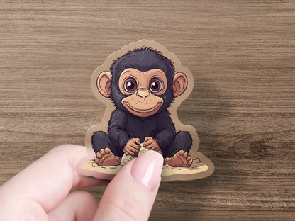Cute Monkey Playing With Toy Sticker product
